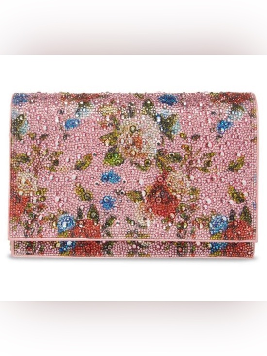 Betsey Johnson Handbags - Betsey Johnson Pink Floral rhinestone clutch NWT